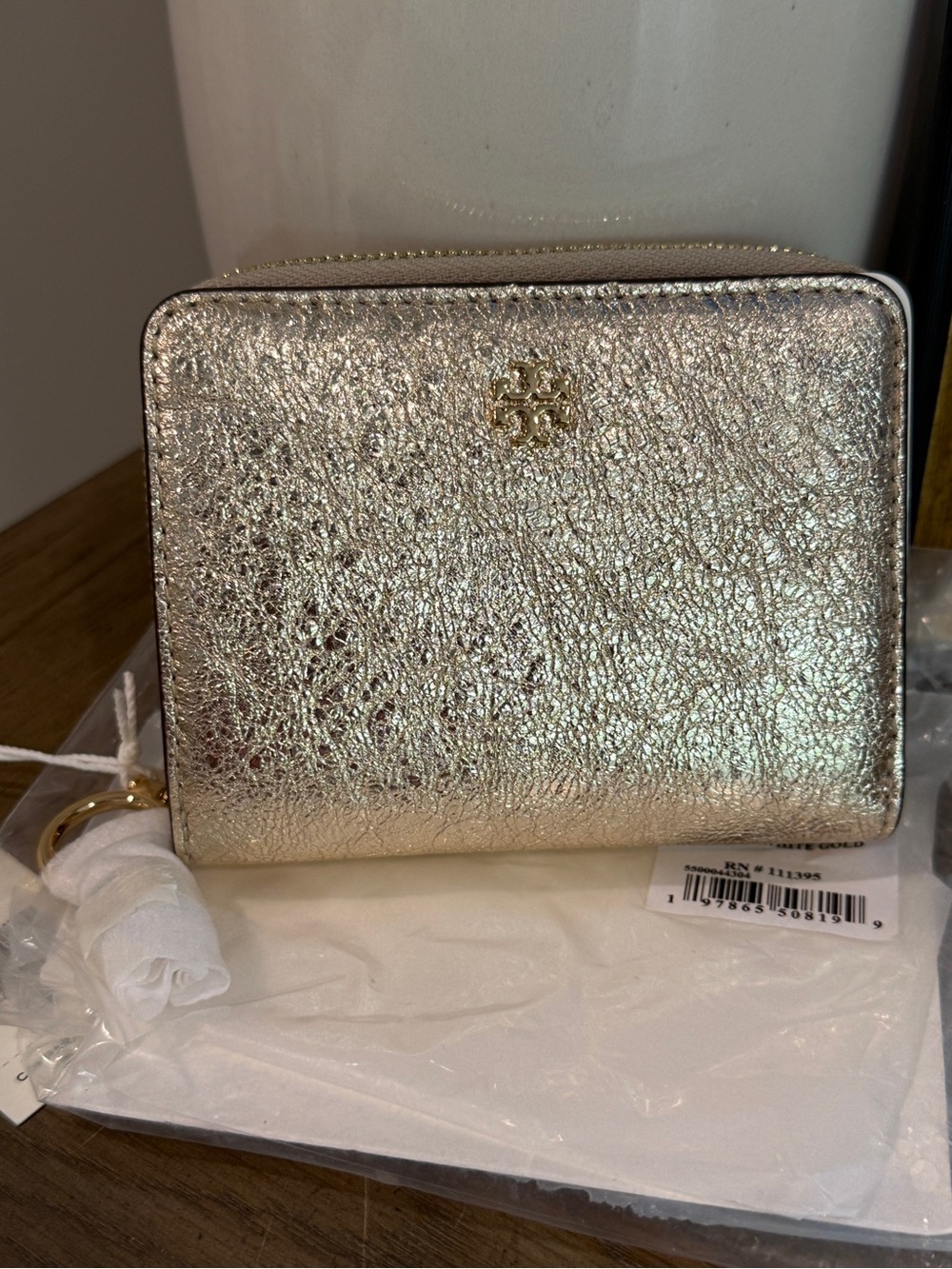 Tory Burch Emerson Gold Metallic Charms Mini Wallet 177012 retail $245 NWT - Picture 9 of 10